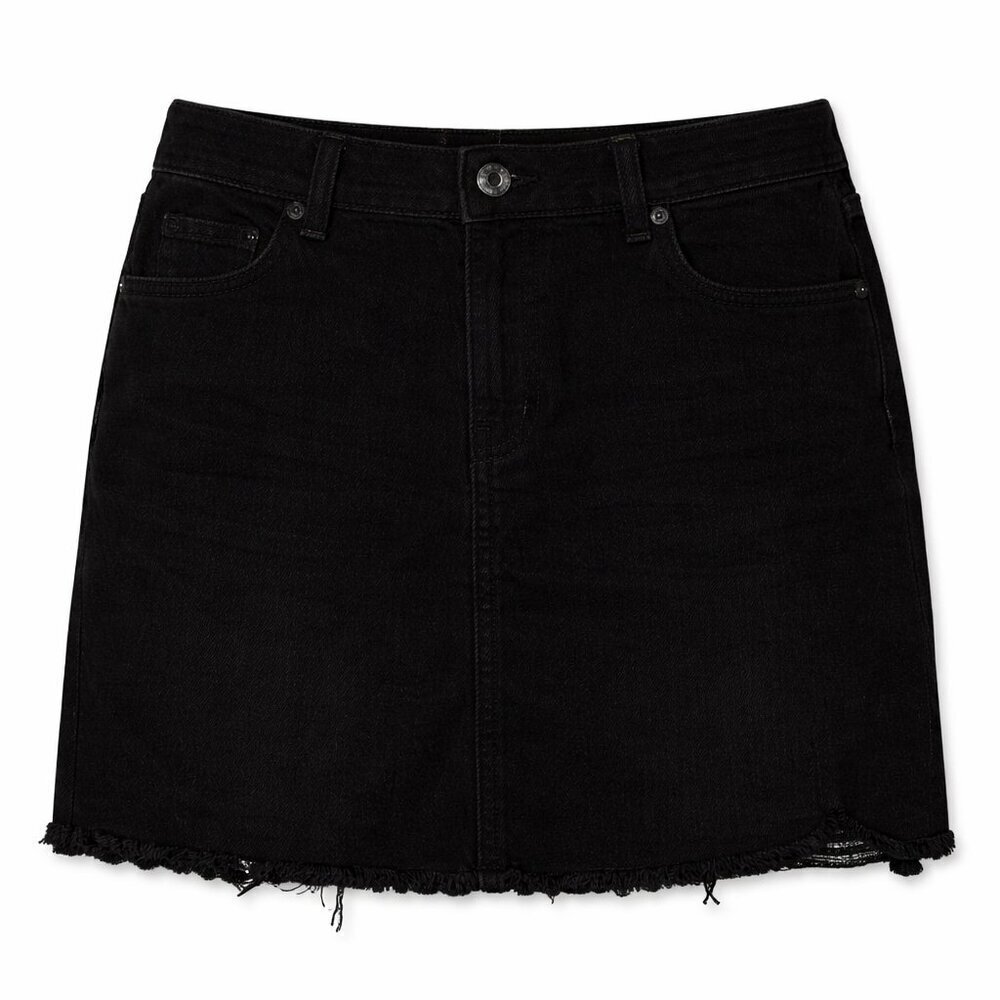 AMERICAN EAGLE Hi-Rise Festival Mini Button Front Jean Black Denim Skirt Size 4